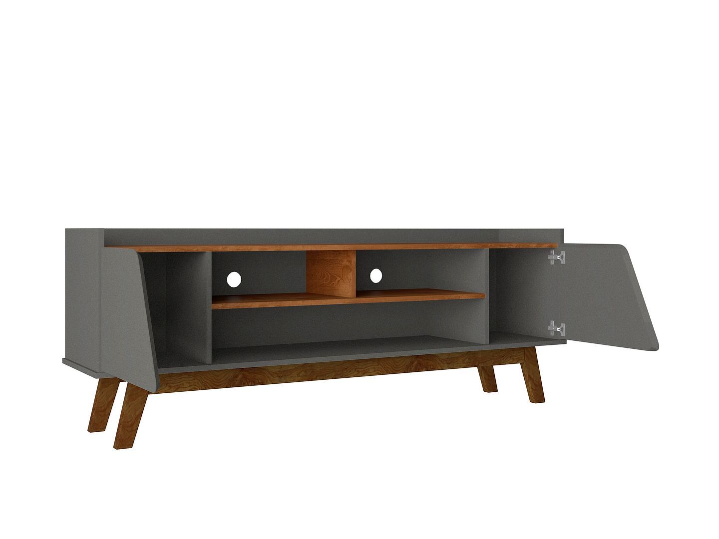 Marcus Mid-Century Modern TV Stand with 2 Drawers - Grey/Brown
