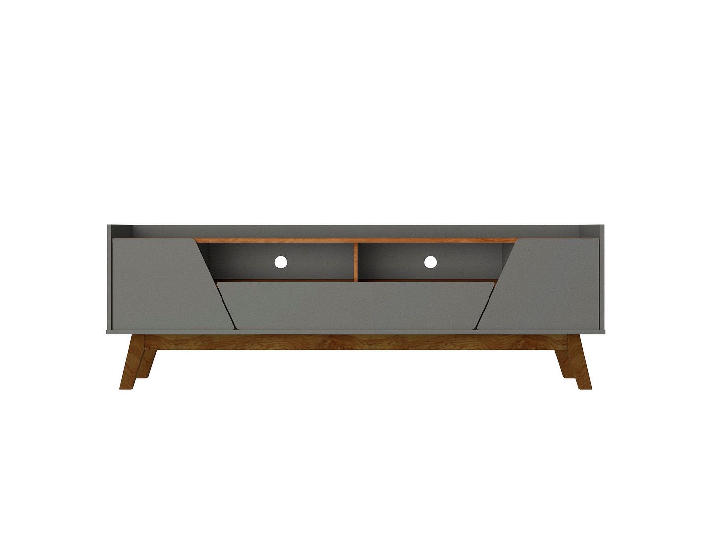 Marcus Mid-Century Modern TV Stand with 2 Drawers - Grey/Brown
