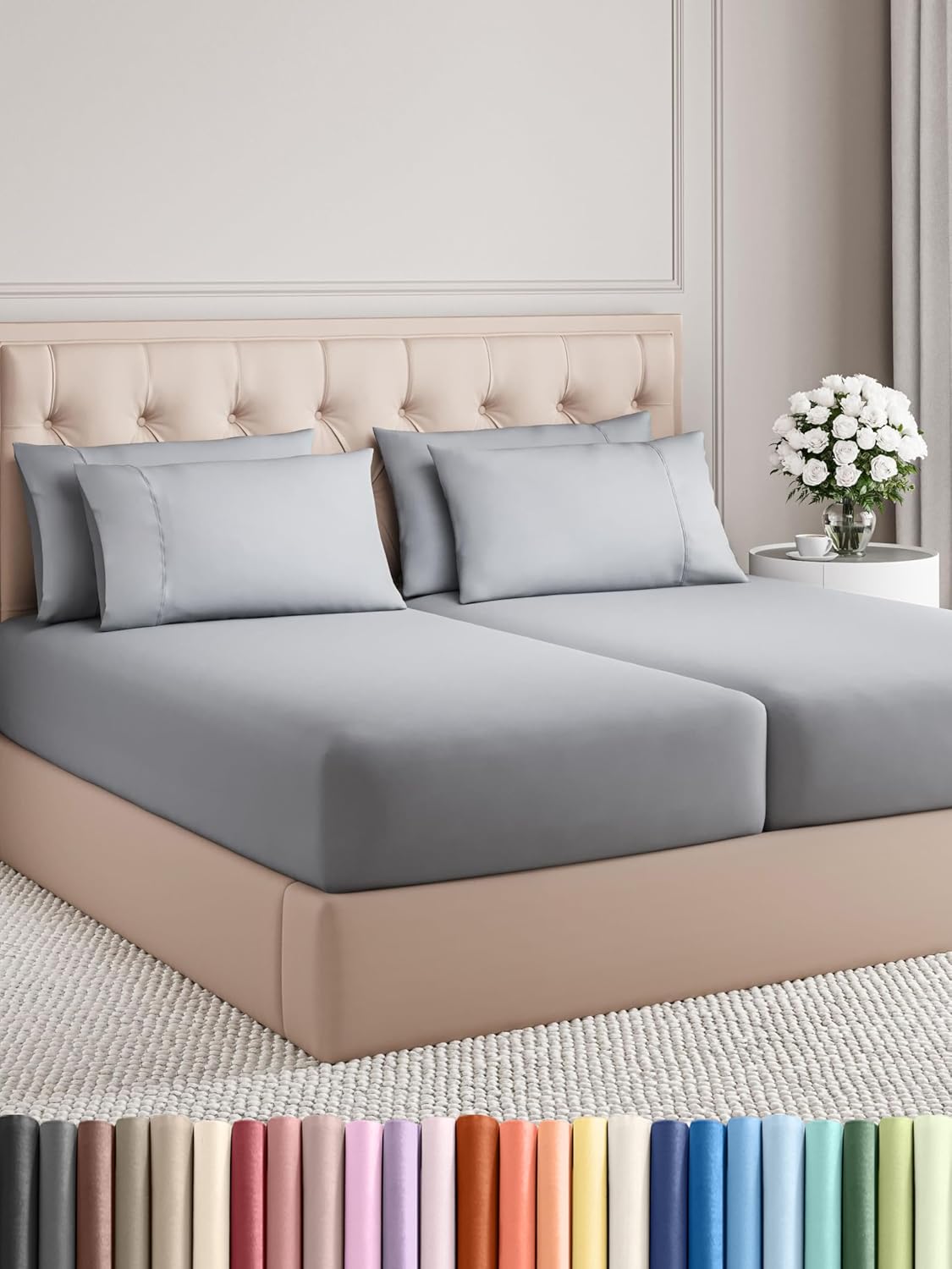 Queen 6 Piece Sheet Set - Comfy Breathable & Cooling - Ultra Soft Hotel Luxury Bedding Set w/ 8-16 Inch Deep Pockets - 1 Flat & 1 Fitted Sheet & 4 Pillowcases - Cozy, Wrinkle Free & Easy Care - White
