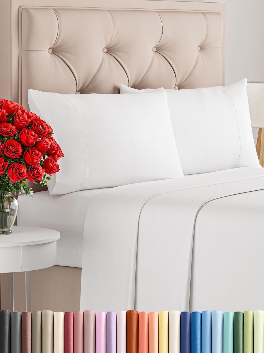 Queen 6 Piece Sheet Set - Comfy Breathable & Cooling - Ultra Soft Hotel Luxury Bedding Set w/ 8-16 Inch Deep Pockets - 1 Flat & 1 Fitted Sheet & 4 Pillowcases - Cozy, Wrinkle Free & Easy Care - White