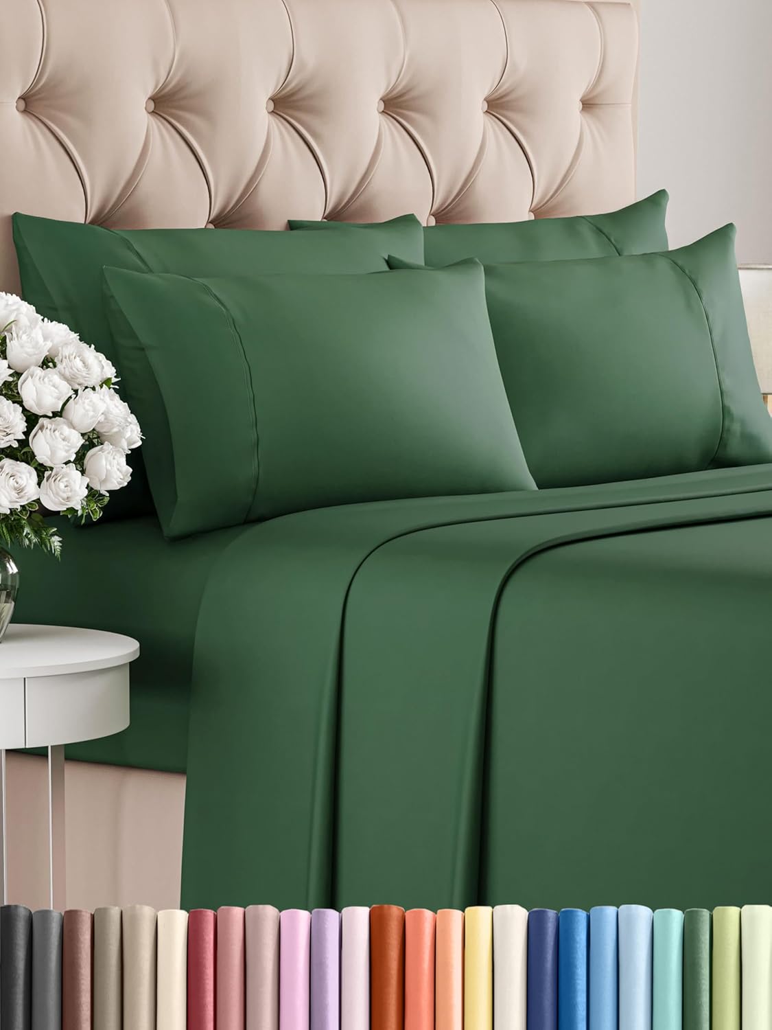 Queen 6 Piece Sheet Set - Comfy Breathable & Cooling - Ultra Soft Hotel Luxury Bedding Set w/ 8-16 Inch Deep Pockets - 1 Flat & 1 Fitted Sheet & 4 Pillowcases - Cozy, Wrinkle Free & Easy Care - White