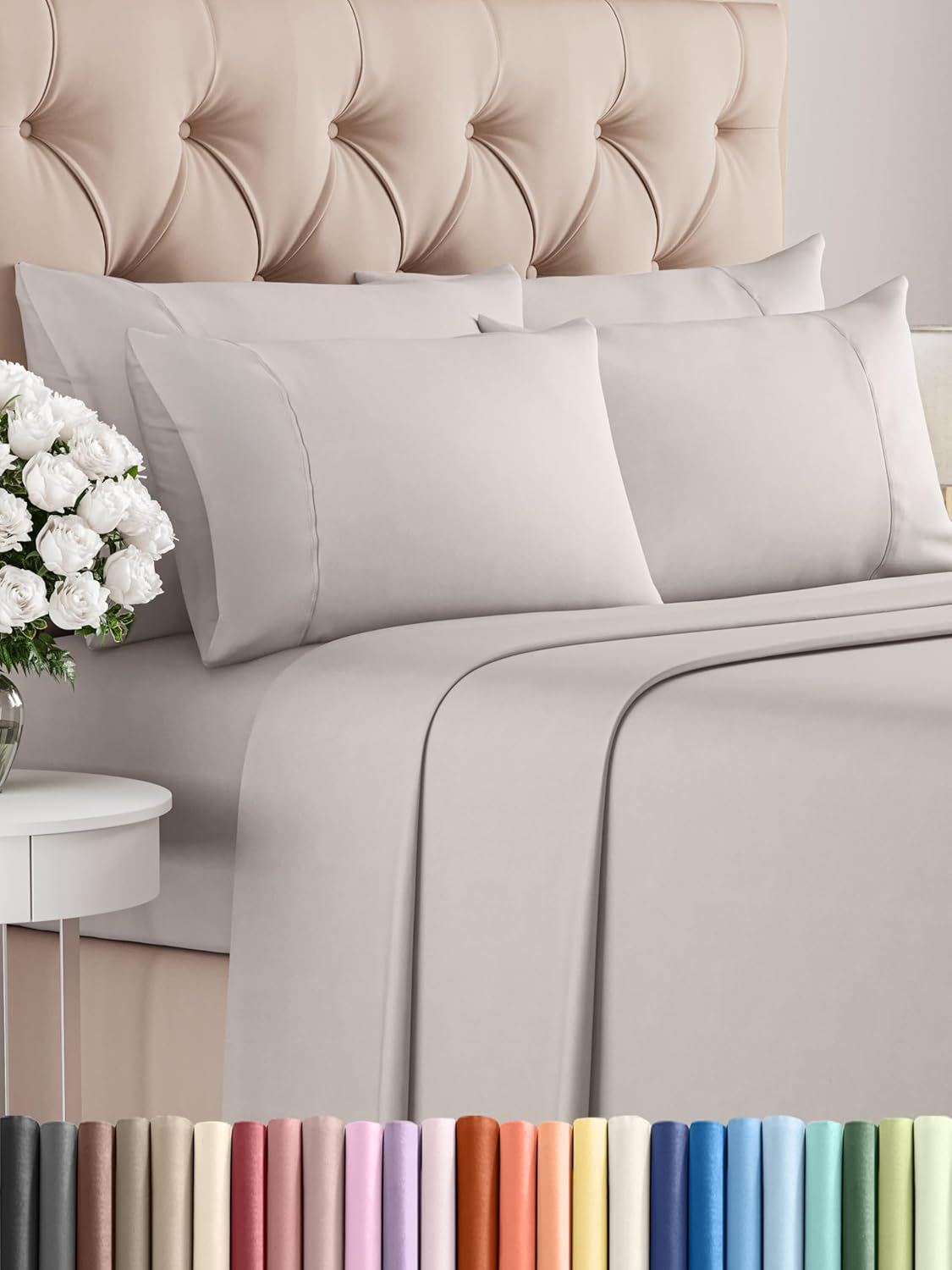 Queen 6 Piece Sheet Set - Comfy Breathable & Cooling - Ultra Soft Hotel Luxury Bedding Set w/ 8-16 Inch Deep Pockets - 1 Flat & 1 Fitted Sheet & 4 Pillowcases - Cozy, Wrinkle Free & Easy Care - White