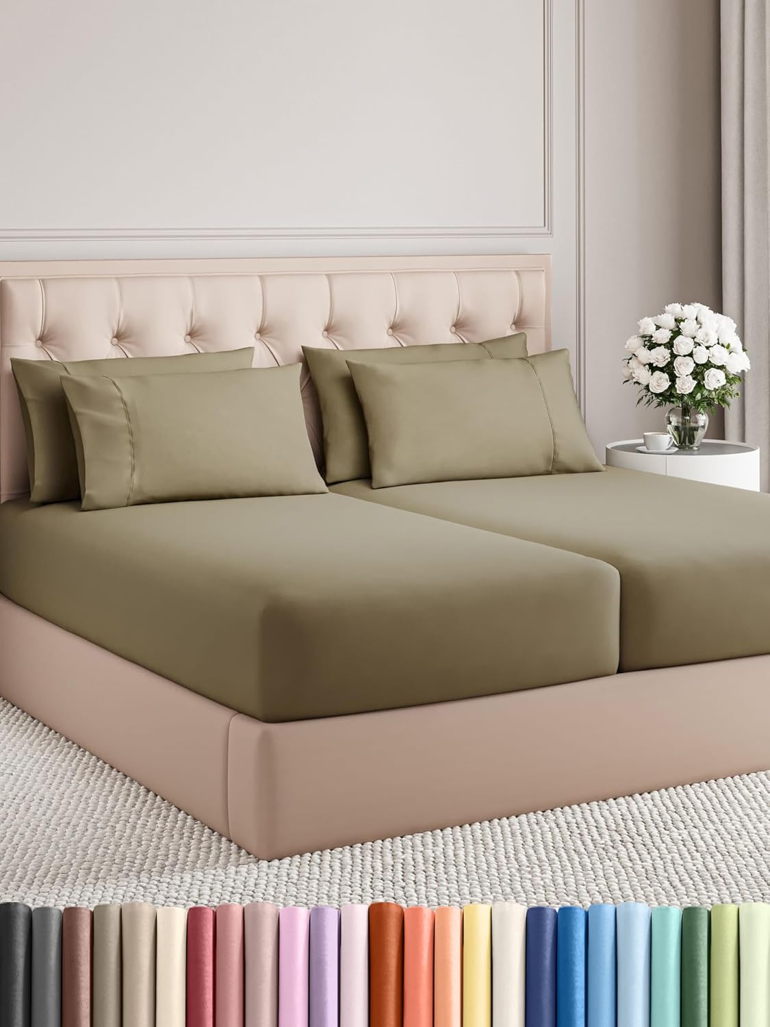 Queen 6 Piece Sheet Set - Comfy Breathable & Cooling - Ultra Soft Hotel Luxury Bedding Set w/ 8-16 Inch Deep Pockets - 1 Flat & 1 Fitted Sheet & 4 Pillowcases - Cozy, Wrinkle Free & Easy Care - White