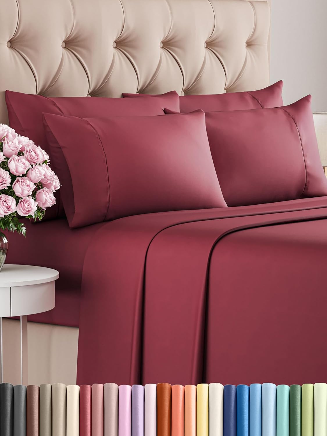 Queen 6 Piece Sheet Set - Comfy Breathable & Cooling - Ultra Soft Hotel Luxury Bedding Set w/ 8-16 Inch Deep Pockets - 1 Flat & 1 Fitted Sheet & 4 Pillowcases - Cozy, Wrinkle Free & Easy Care - White