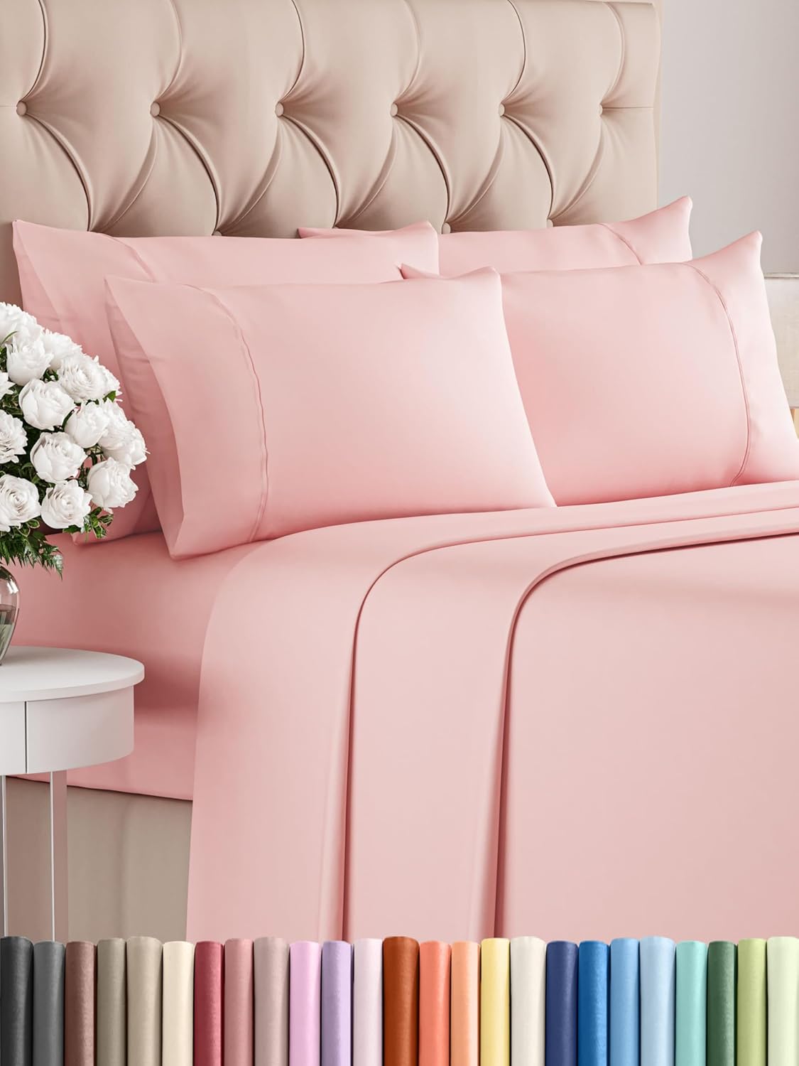 Queen 6 Piece Sheet Set - Comfy Breathable & Cooling - Ultra Soft Hotel Luxury Bedding Set w/ 8-16 Inch Deep Pockets - 1 Flat & 1 Fitted Sheet & 4 Pillowcases - Cozy, Wrinkle Free & Easy Care - White