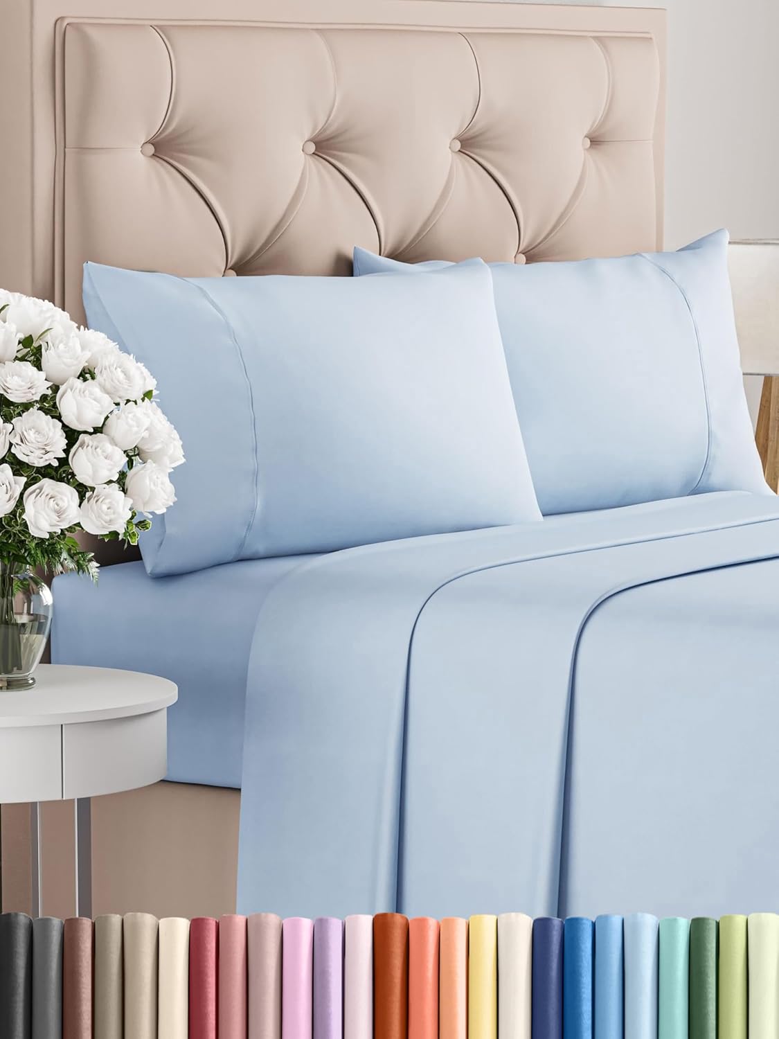 Queen 6 Piece Sheet Set - Comfy Breathable & Cooling - Ultra Soft Hotel Luxury Bedding Set w/ 8-16 Inch Deep Pockets - 1 Flat & 1 Fitted Sheet & 4 Pillowcases - Cozy, Wrinkle Free & Easy Care - White