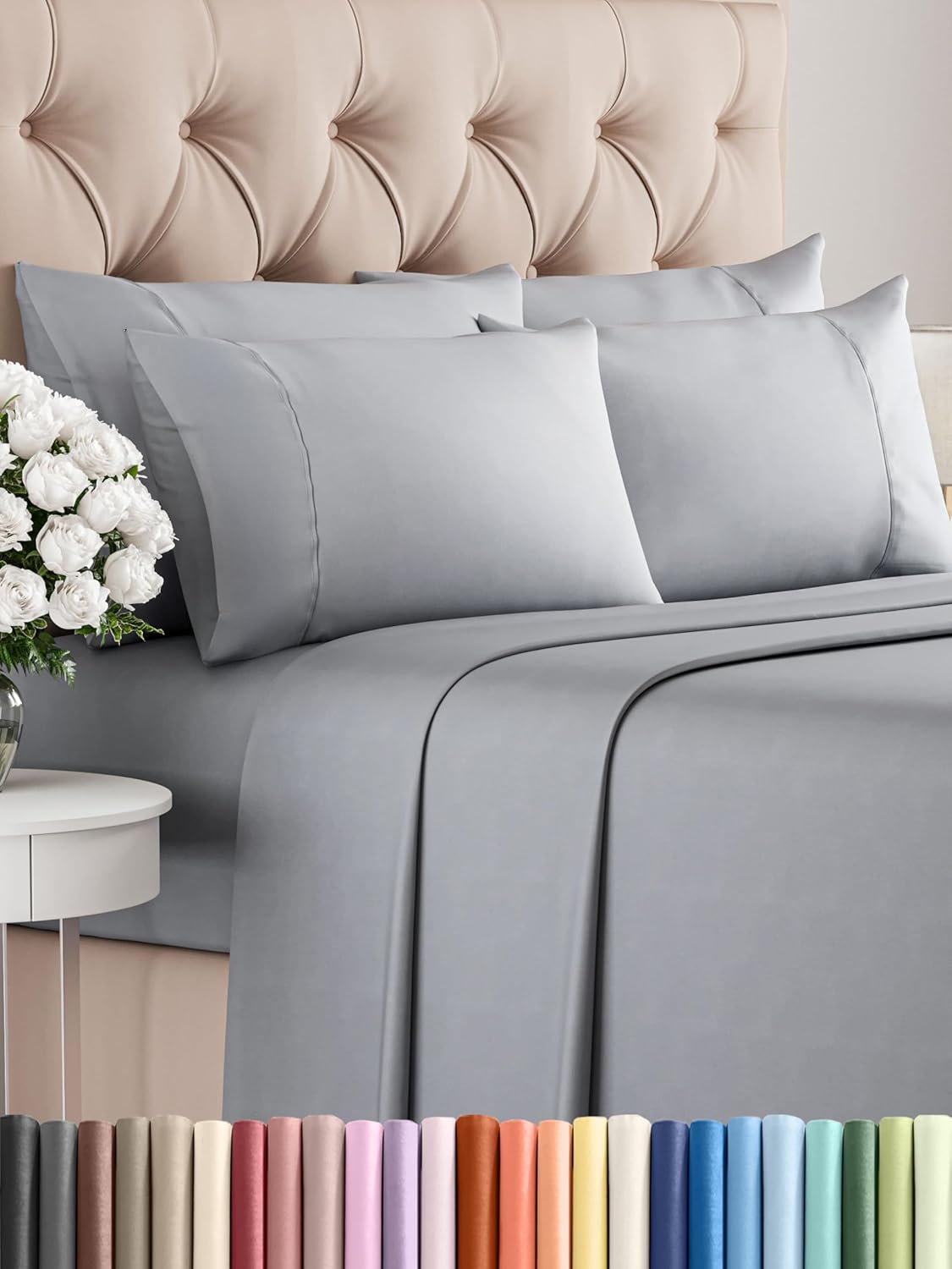 Queen 6 Piece Sheet Set - Comfy Breathable & Cooling - Ultra Soft Hotel Luxury Bedding Set w/ 8-16 Inch Deep Pockets - 1 Flat & 1 Fitted Sheet & 4 Pillowcases - Cozy, Wrinkle Free & Easy Care - White