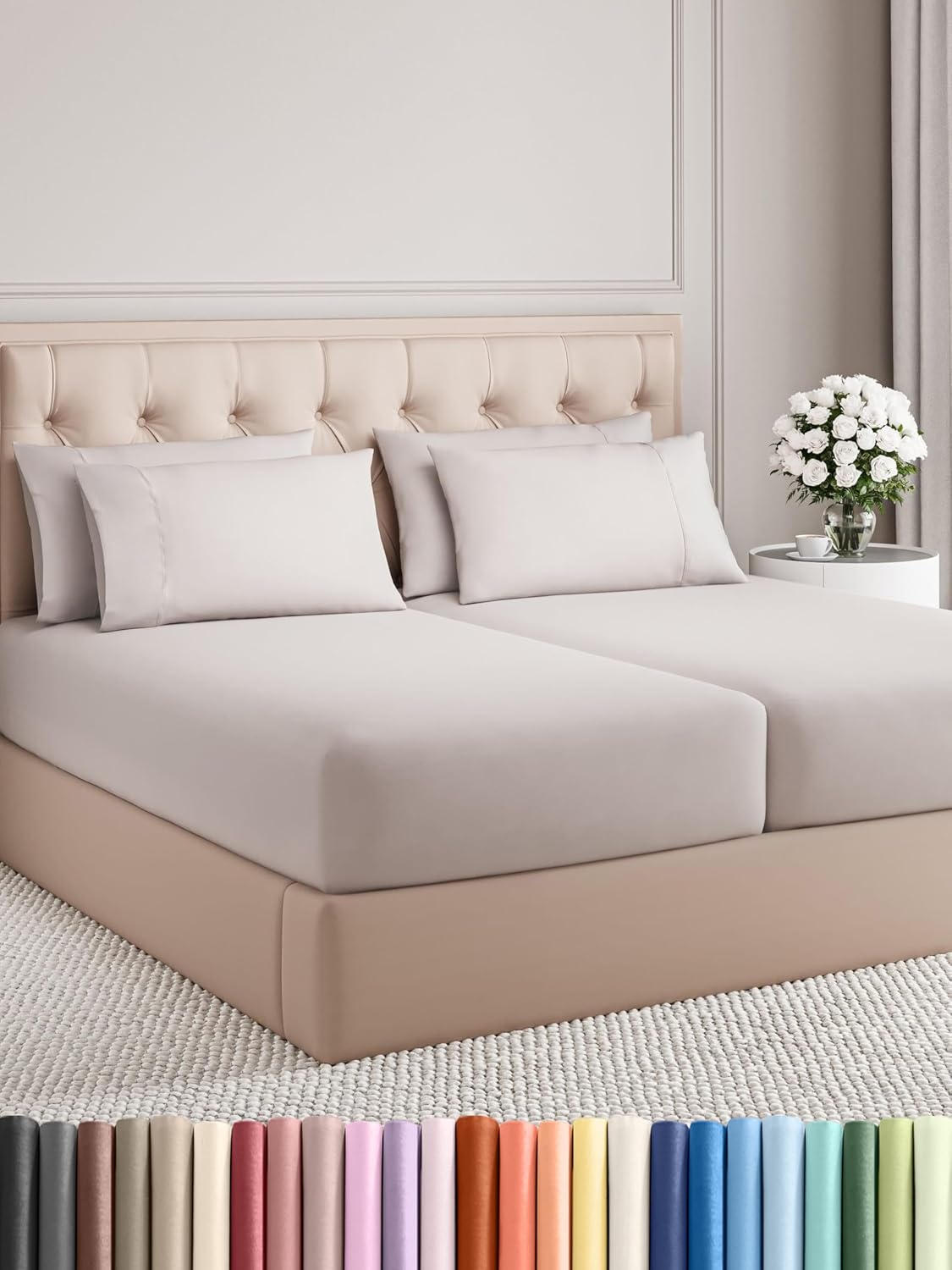 Queen 6 Piece Sheet Set - Comfy Breathable & Cooling - Ultra Soft Hotel Luxury Bedding Set w/ 8-16 Inch Deep Pockets - 1 Flat & 1 Fitted Sheet & 4 Pillowcases - Cozy, Wrinkle Free & Easy Care - White