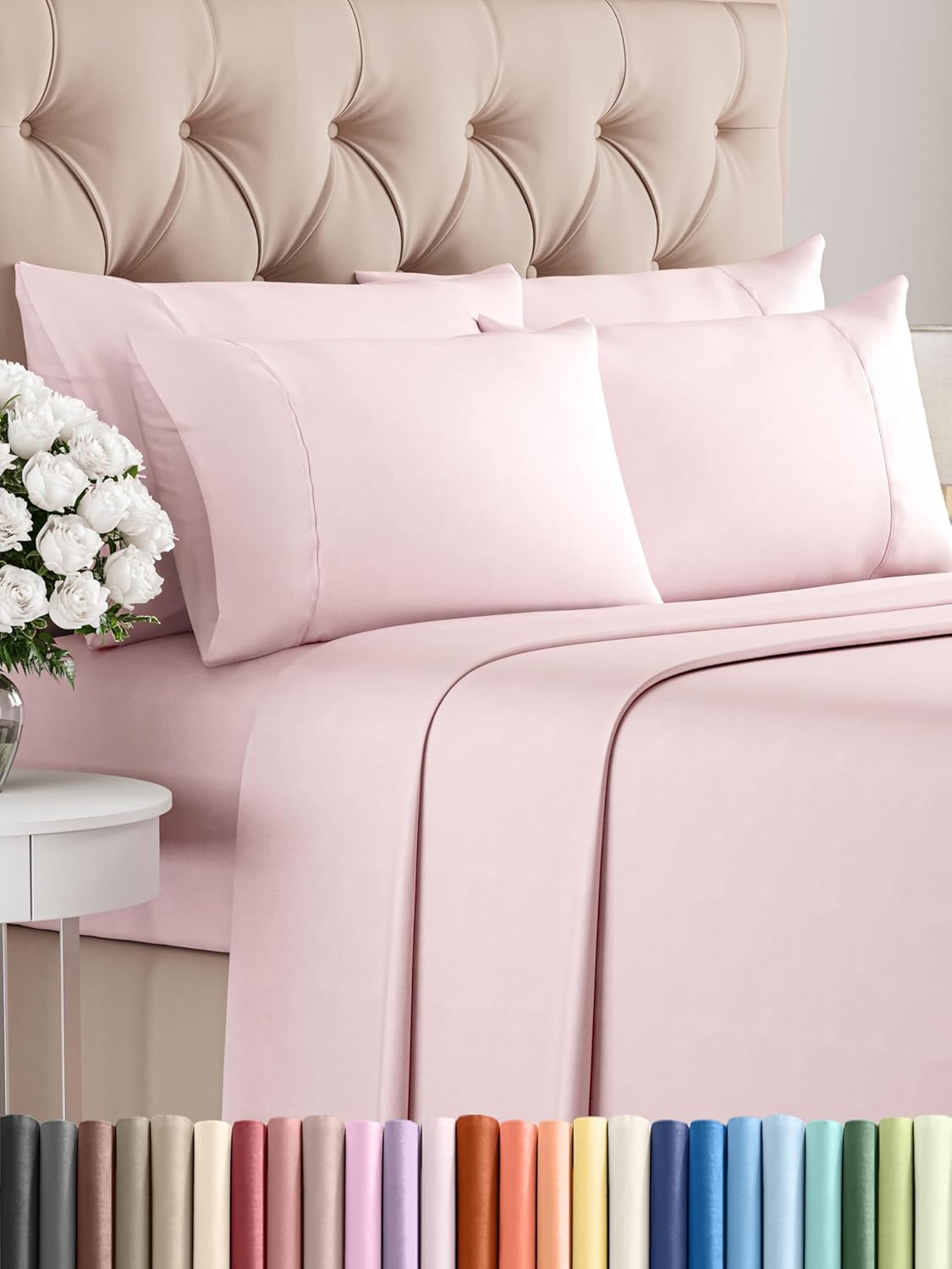 Queen 6 Piece Sheet Set - Comfy Breathable & Cooling - Ultra Soft Hotel Luxury Bedding Set w/ 8-16 Inch Deep Pockets - 1 Flat & 1 Fitted Sheet & 4 Pillowcases - Cozy, Wrinkle Free & Easy Care - White