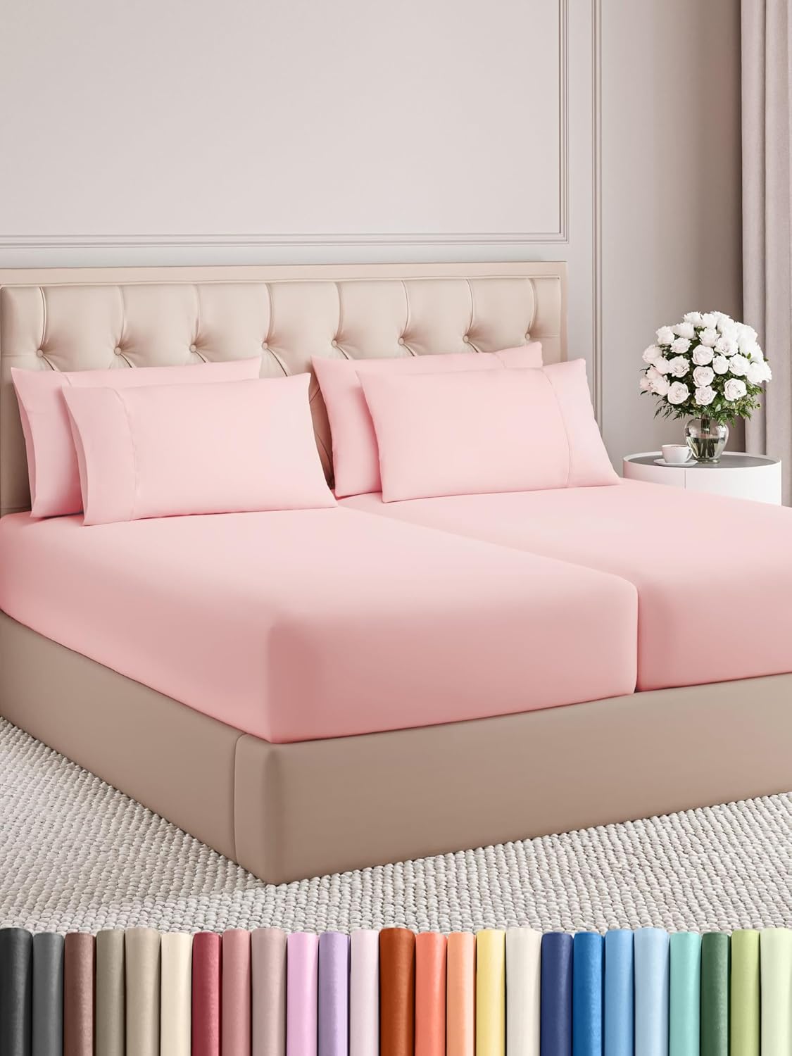 Queen 6 Piece Sheet Set - Comfy Breathable & Cooling - Ultra Soft Hotel Luxury Bedding Set w/ 8-16 Inch Deep Pockets - 1 Flat & 1 Fitted Sheet & 4 Pillowcases - Cozy, Wrinkle Free & Easy Care - White