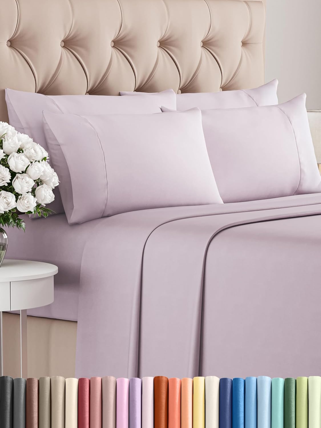 Queen 6 Piece Sheet Set - Comfy Breathable & Cooling - Ultra Soft Hotel Luxury Bedding Set w/ 8-16 Inch Deep Pockets - 1 Flat & 1 Fitted Sheet & 4 Pillowcases - Cozy, Wrinkle Free & Easy Care - White