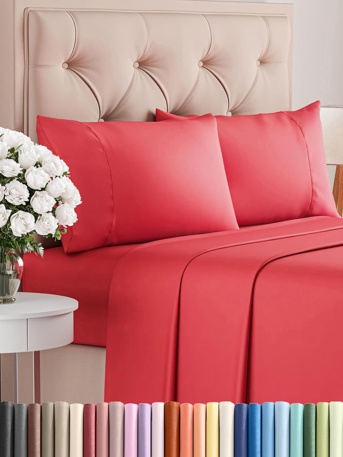 Queen 6 Piece Sheet Set - Comfy Breathable & Cooling - Ultra Soft Hotel Luxury Bedding Set w/ 8-16 Inch Deep Pockets - 1 Flat & 1 Fitted Sheet & 4 Pillowcases - Cozy, Wrinkle Free & Easy Care - White