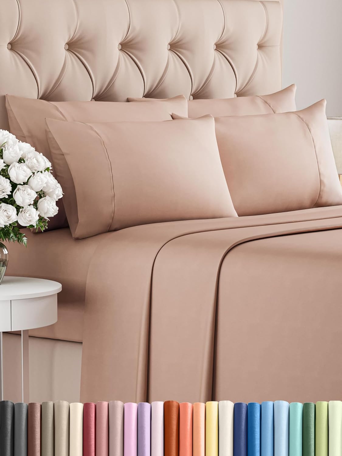 Queen 6 Piece Sheet Set - Comfy Breathable & Cooling - Ultra Soft Hotel Luxury Bedding Set w/ 8-16 Inch Deep Pockets - 1 Flat & 1 Fitted Sheet & 4 Pillowcases - Cozy, Wrinkle Free & Easy Care - White