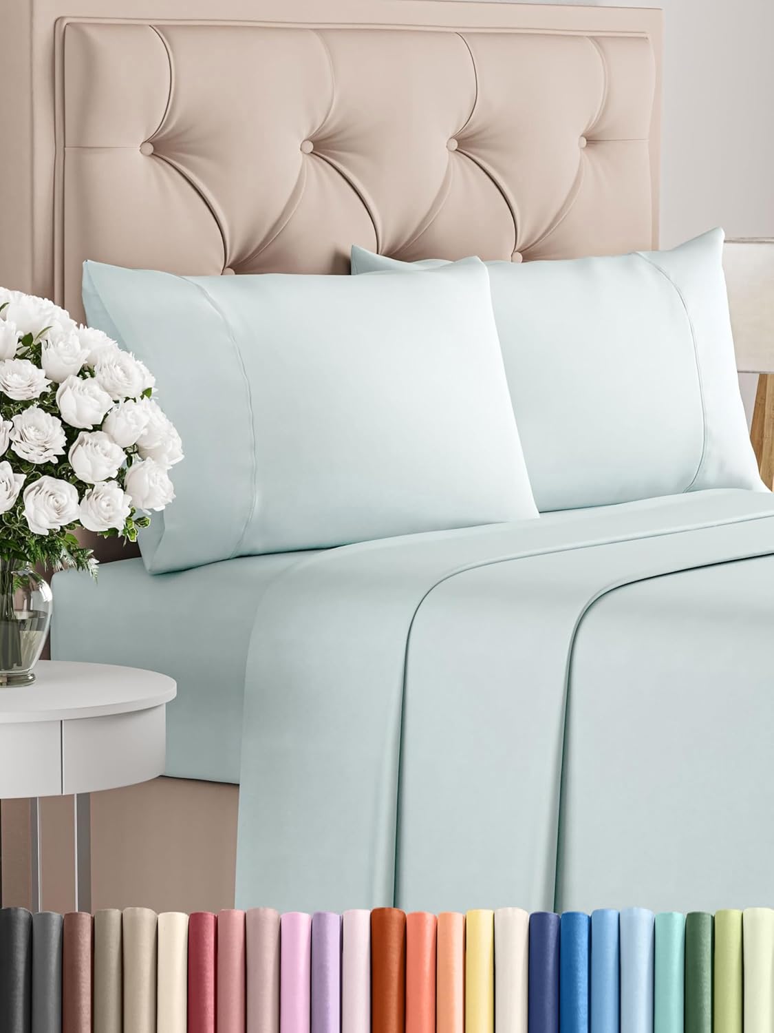 Queen 6 Piece Sheet Set - Comfy Breathable & Cooling - Ultra Soft Hotel Luxury Bedding Set w/ 8-16 Inch Deep Pockets - 1 Flat & 1 Fitted Sheet & 4 Pillowcases - Cozy, Wrinkle Free & Easy Care - White