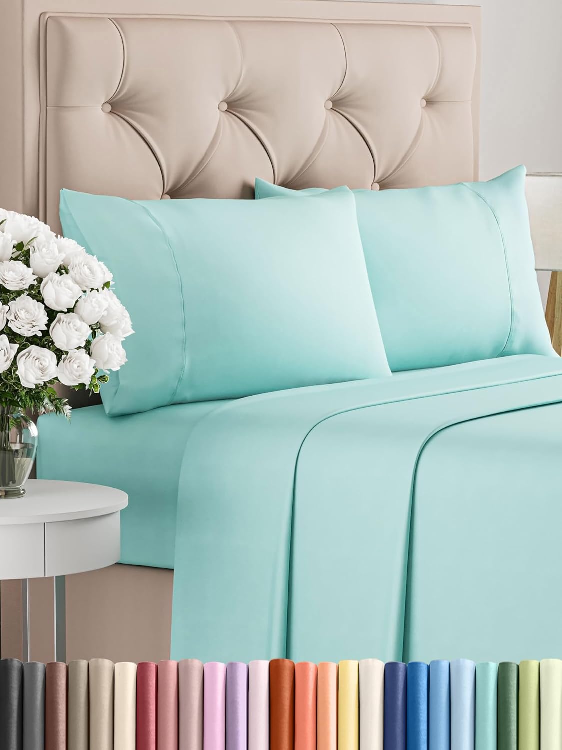 Queen 6 Piece Sheet Set - Comfy Breathable & Cooling - Ultra Soft Hotel Luxury Bedding Set w/ 8-16 Inch Deep Pockets - 1 Flat & 1 Fitted Sheet & 4 Pillowcases - Cozy, Wrinkle Free & Easy Care - White