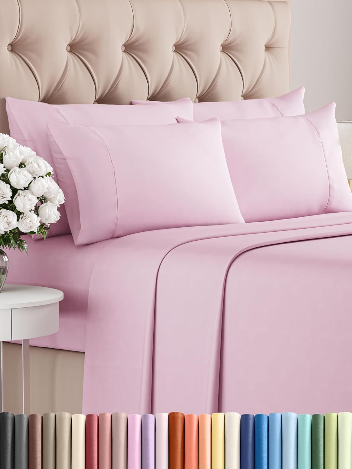 Queen 6 Piece Sheet Set - Comfy Breathable & Cooling - Ultra Soft Hotel Luxury Bedding Set w/ 8-16 Inch Deep Pockets - 1 Flat & 1 Fitted Sheet & 4 Pillowcases - Cozy, Wrinkle Free & Easy Care - White