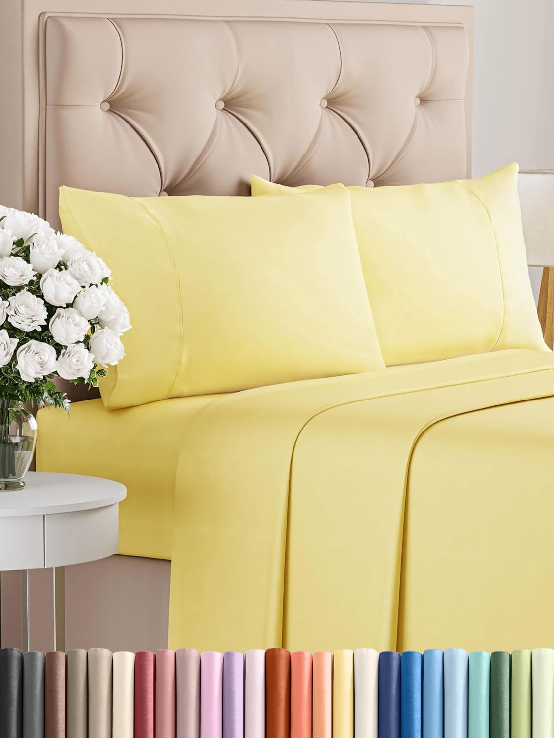 Queen 6 Piece Sheet Set - Comfy Breathable & Cooling - Ultra Soft Hotel Luxury Bedding Set w/ 8-16 Inch Deep Pockets - 1 Flat & 1 Fitted Sheet & 4 Pillowcases - Cozy, Wrinkle Free & Easy Care - White