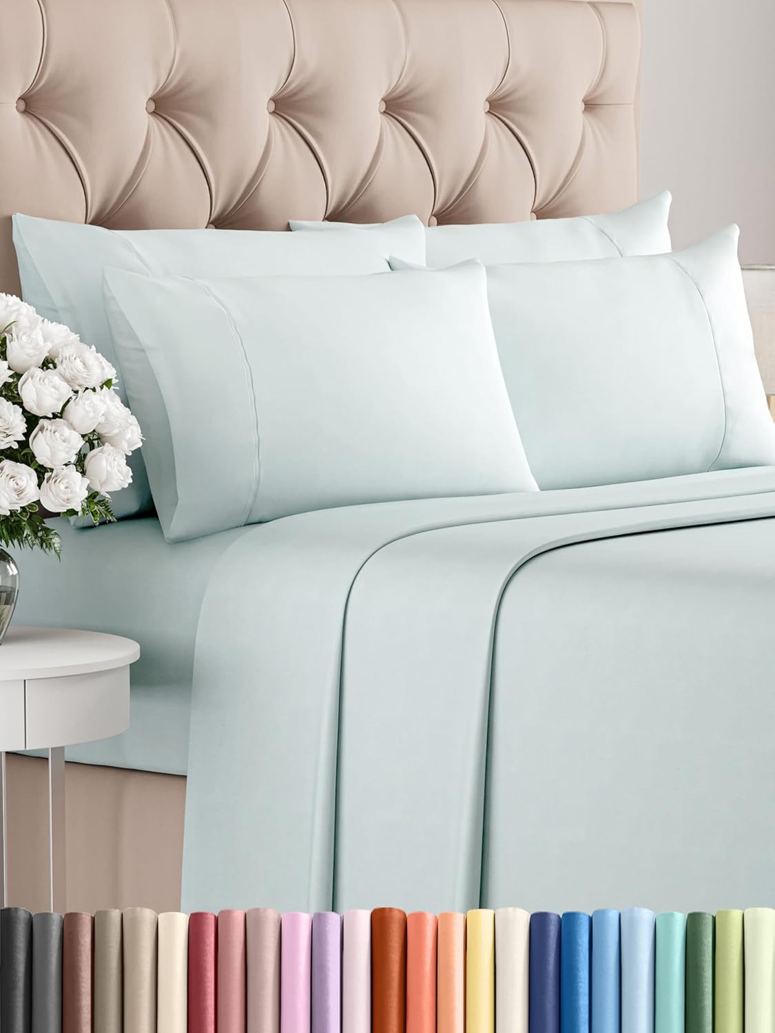 Queen 6 Piece Sheet Set - Comfy Breathable & Cooling - Ultra Soft Hotel Luxury Bedding Set w/ 8-16 Inch Deep Pockets - 1 Flat & 1 Fitted Sheet & 4 Pillowcases - Cozy, Wrinkle Free & Easy Care - White