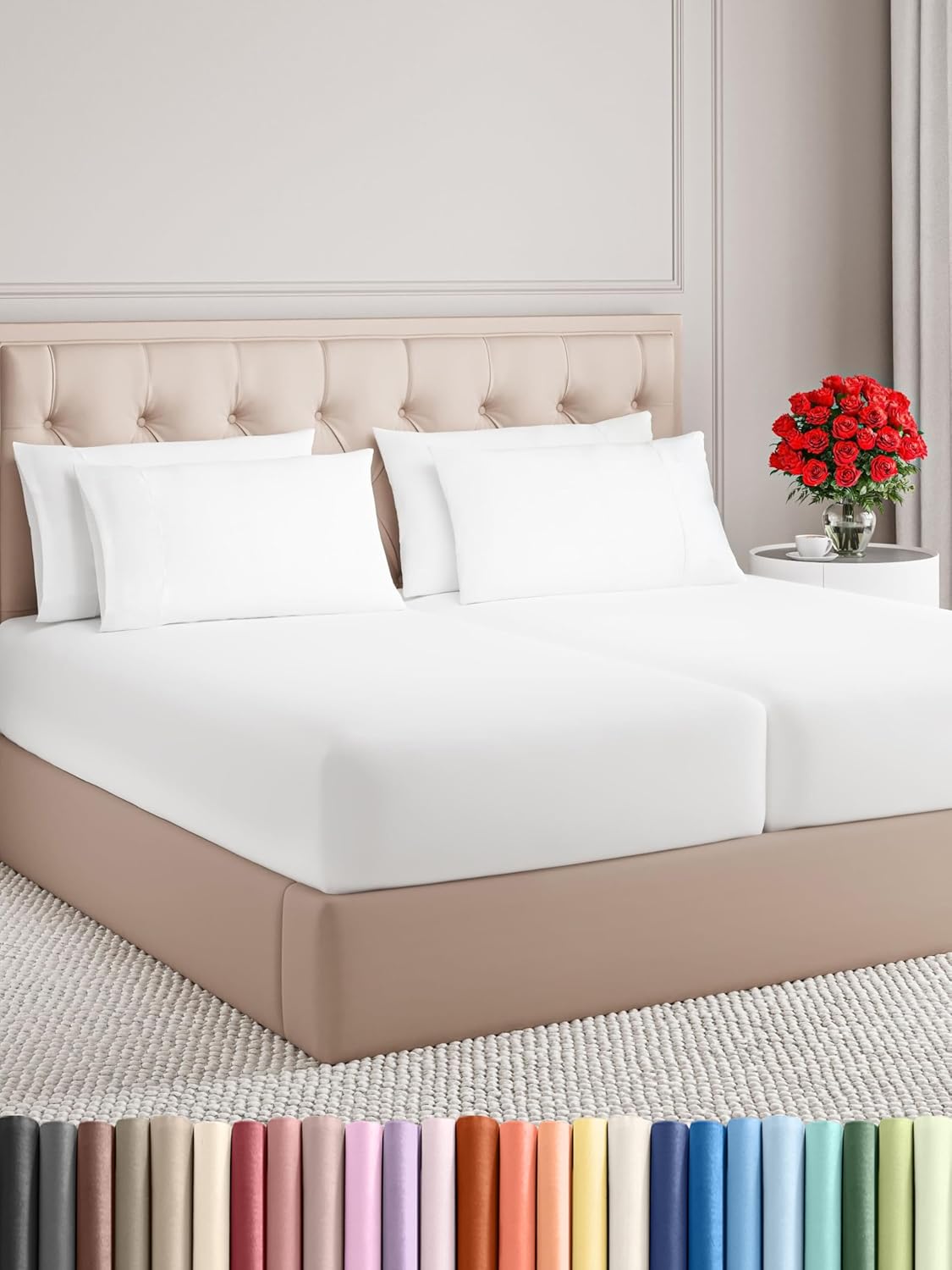 Queen 6 Piece Sheet Set - Comfy Breathable & Cooling - Ultra Soft Hotel Luxury Bedding Set w/ 8-16 Inch Deep Pockets - 1 Flat & 1 Fitted Sheet & 4 Pillowcases - Cozy, Wrinkle Free & Easy Care - White