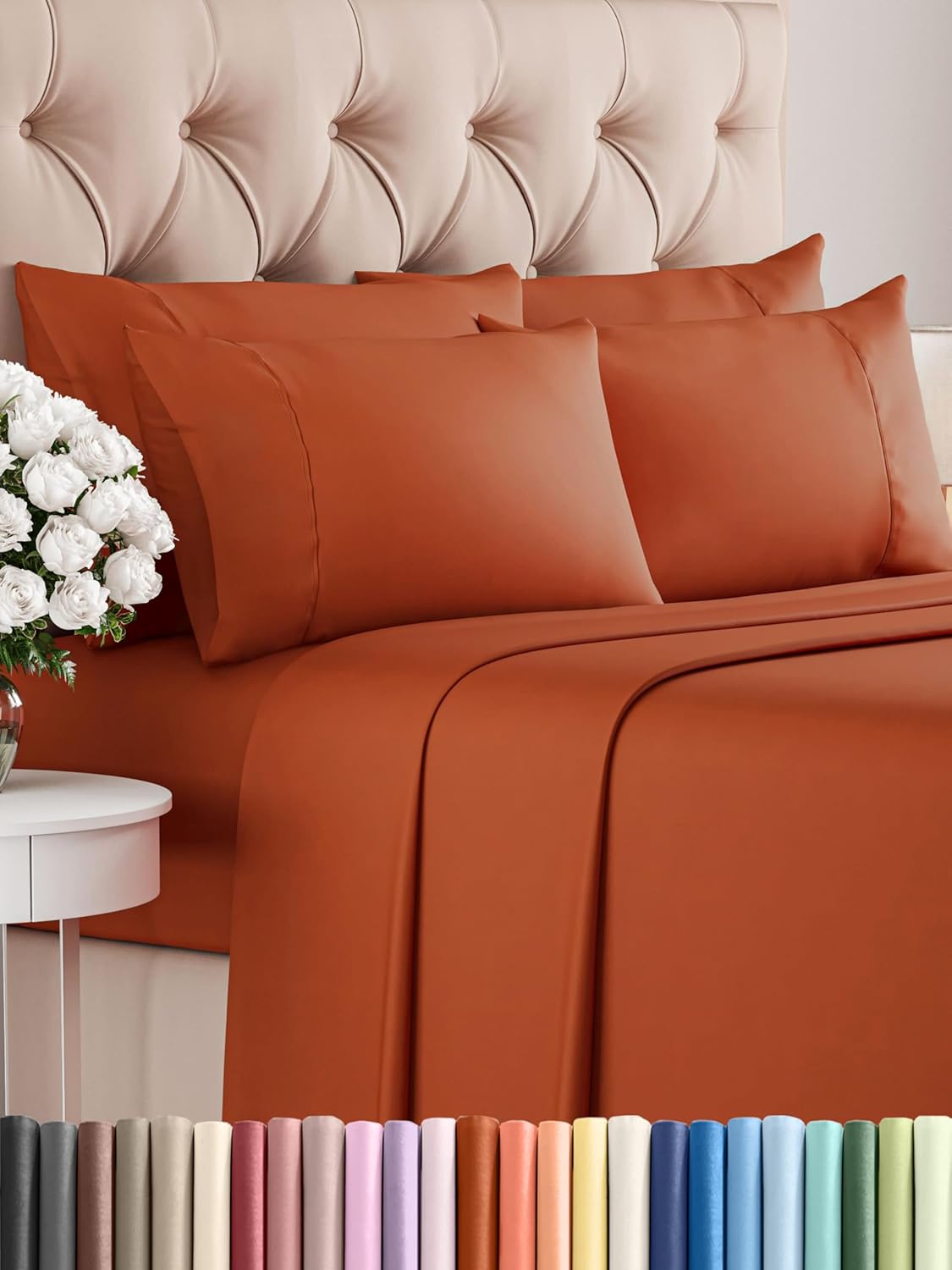 Queen 6 Piece Sheet Set - Comfy Breathable & Cooling - Ultra Soft Hotel Luxury Bedding Set w/ 8-16 Inch Deep Pockets - 1 Flat & 1 Fitted Sheet & 4 Pillowcases - Cozy, Wrinkle Free & Easy Care - White