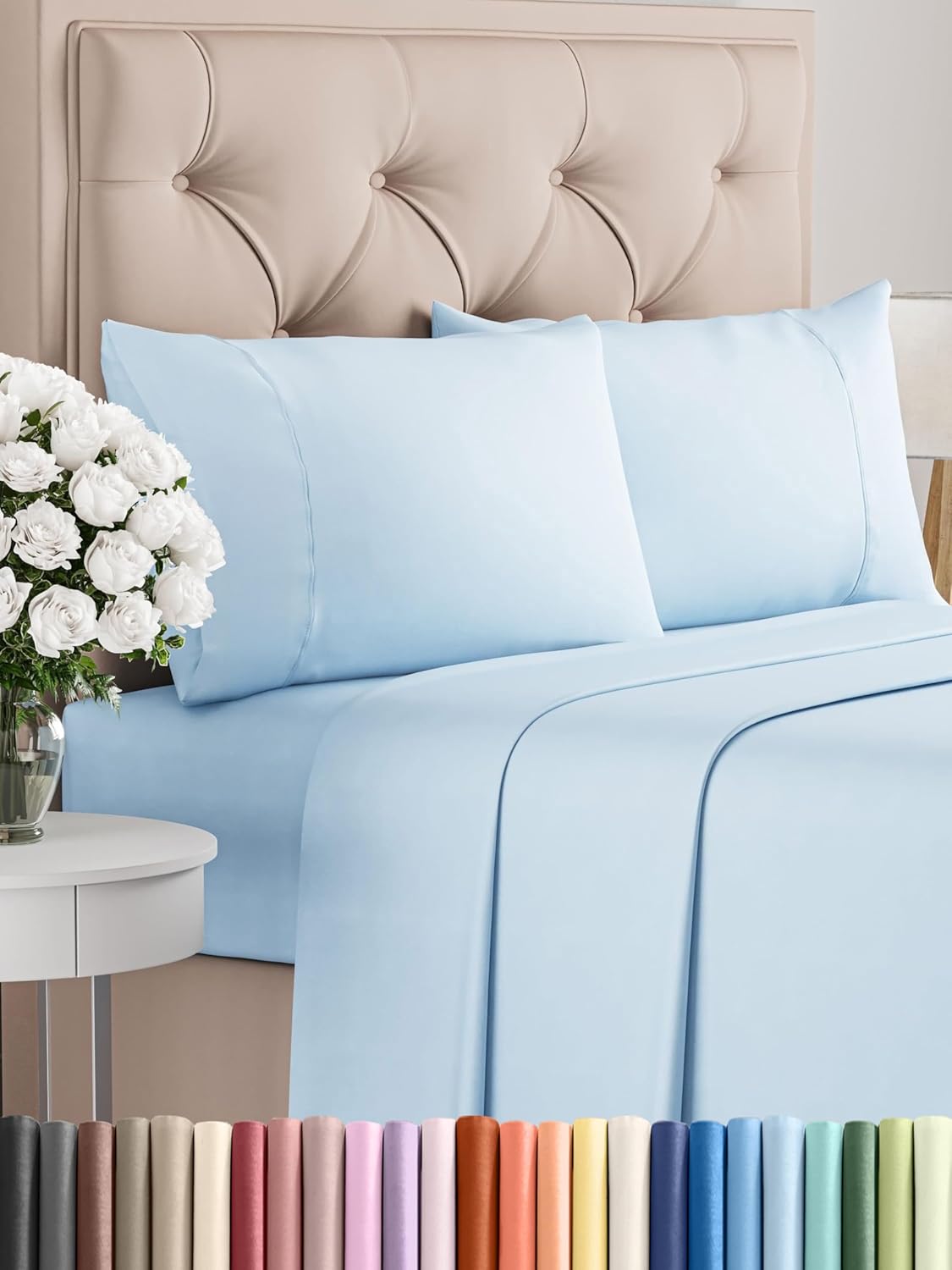 Queen 6 Piece Sheet Set - Comfy Breathable & Cooling - Ultra Soft Hotel Luxury Bedding Set w/ 8-16 Inch Deep Pockets - 1 Flat & 1 Fitted Sheet & 4 Pillowcases - Cozy, Wrinkle Free & Easy Care - White