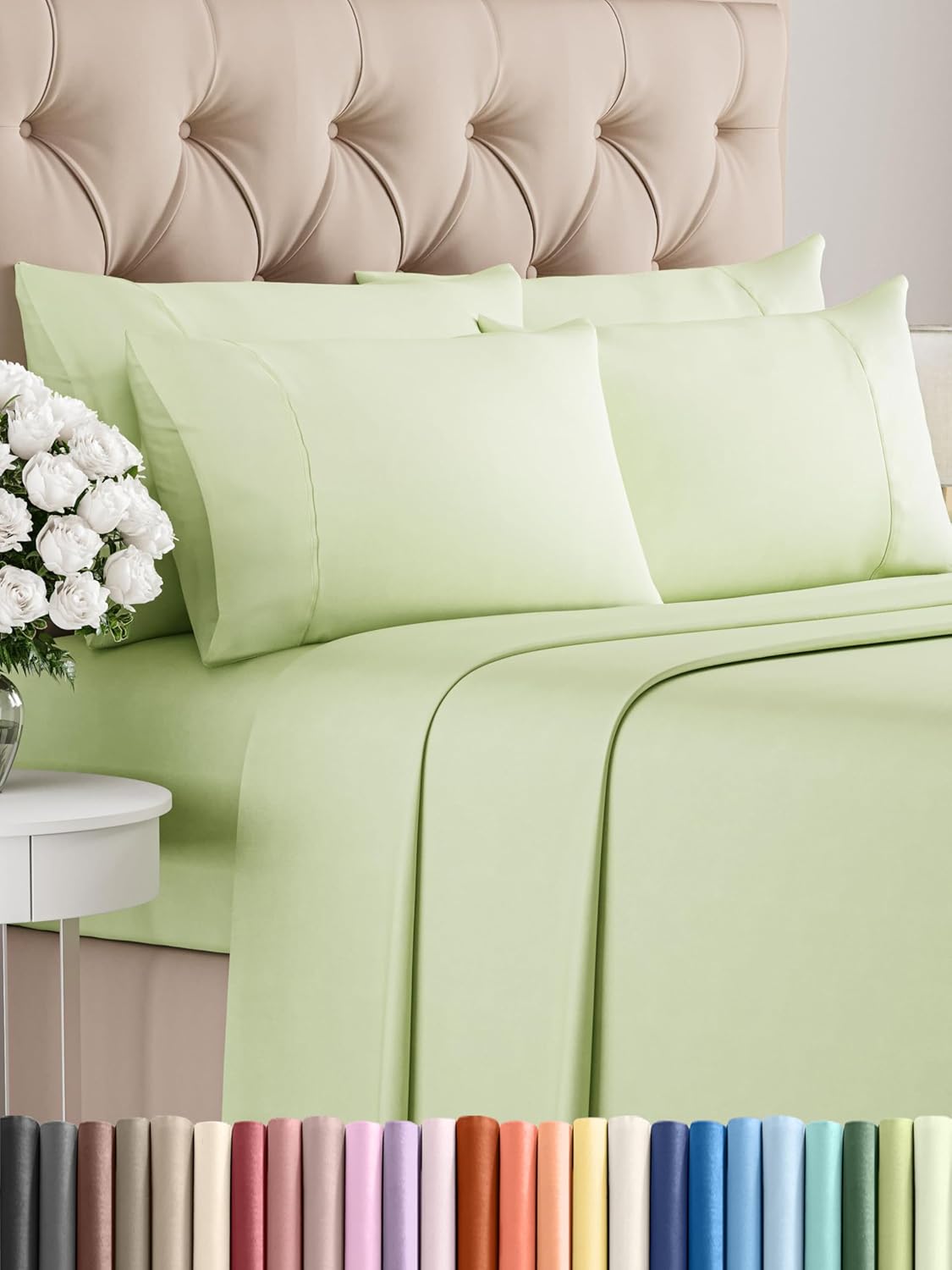 Queen 6 Piece Sheet Set - Comfy Breathable & Cooling - Ultra Soft Hotel Luxury Bedding Set w/ 8-16 Inch Deep Pockets - 1 Flat & 1 Fitted Sheet & 4 Pillowcases - Cozy, Wrinkle Free & Easy Care - White