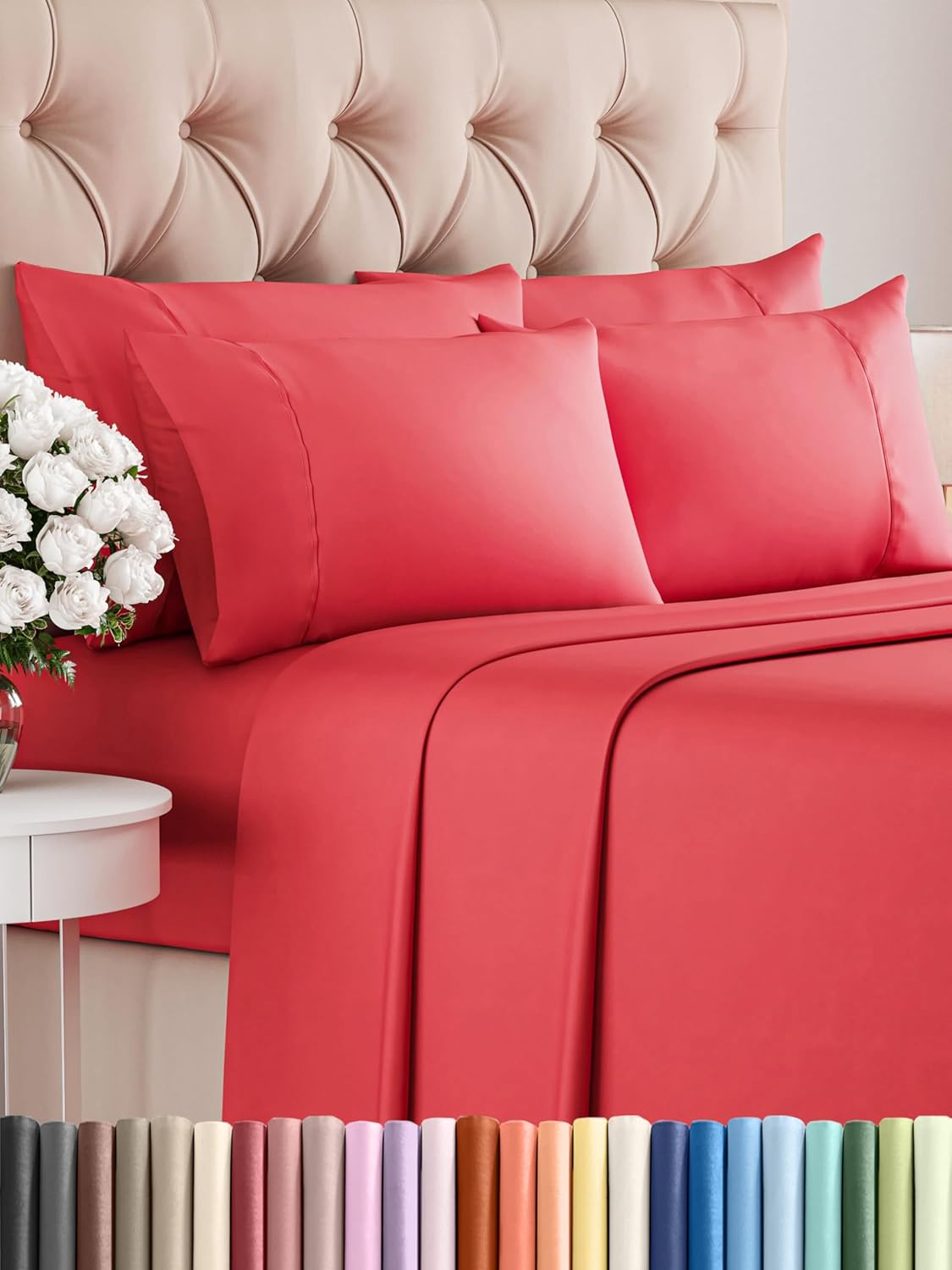 Queen 6 Piece Sheet Set - Comfy Breathable & Cooling - Ultra Soft Hotel Luxury Bedding Set w/ 8-16 Inch Deep Pockets - 1 Flat & 1 Fitted Sheet & 4 Pillowcases - Cozy, Wrinkle Free & Easy Care - White