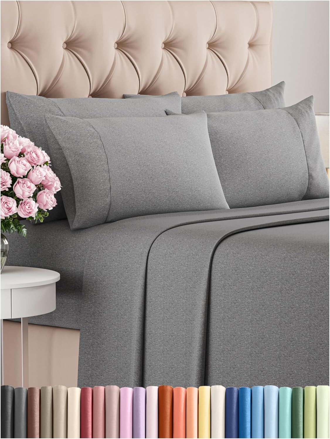 Queen 6 Piece Sheet Set - Comfy Breathable & Cooling - Ultra Soft Hotel Luxury Bedding Set w/ 8-16 Inch Deep Pockets - 1 Flat & 1 Fitted Sheet & 4 Pillowcases - Cozy, Wrinkle Free & Easy Care - White