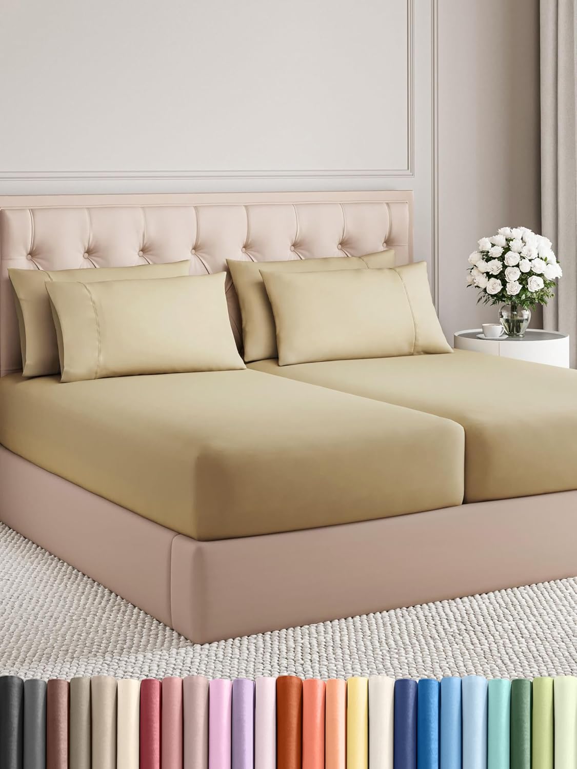 Queen 6 Piece Sheet Set - Comfy Breathable & Cooling - Ultra Soft Hotel Luxury Bedding Set w/ 8-16 Inch Deep Pockets - 1 Flat & 1 Fitted Sheet & 4 Pillowcases - Cozy, Wrinkle Free & Easy Care - White