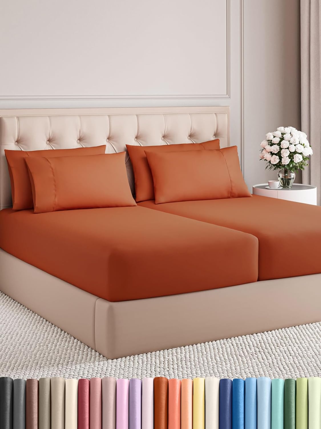 Queen 6 Piece Sheet Set - Comfy Breathable & Cooling - Ultra Soft Hotel Luxury Bedding Set w/ 8-16 Inch Deep Pockets - 1 Flat & 1 Fitted Sheet & 4 Pillowcases - Cozy, Wrinkle Free & Easy Care - White