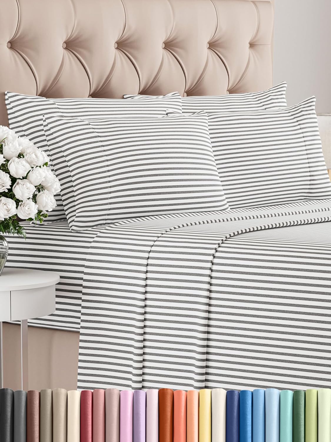 Queen 6 Piece Sheet Set - Comfy Breathable & Cooling - Ultra Soft Hotel Luxury Bedding Set w/ 8-16 Inch Deep Pockets - 1 Flat & 1 Fitted Sheet & 4 Pillowcases - Cozy, Wrinkle Free & Easy Care - White