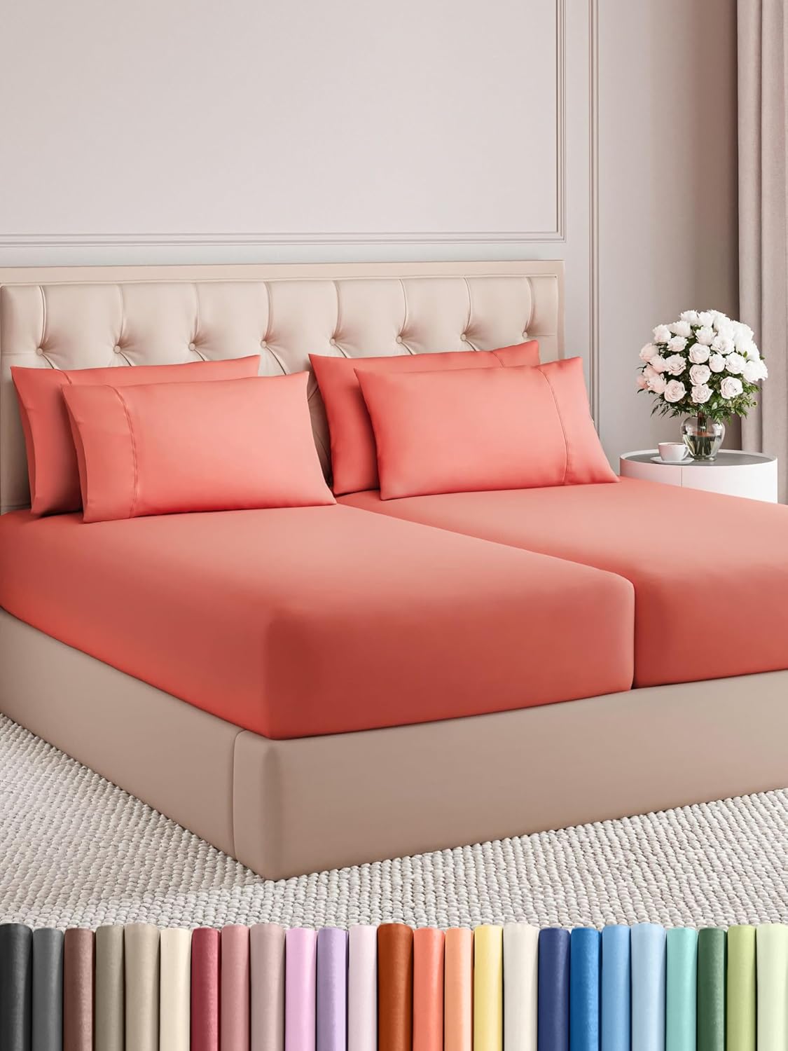 Queen 6 Piece Sheet Set - Comfy Breathable & Cooling - Ultra Soft Hotel Luxury Bedding Set w/ 8-16 Inch Deep Pockets - 1 Flat & 1 Fitted Sheet & 4 Pillowcases - Cozy, Wrinkle Free & Easy Care - White
