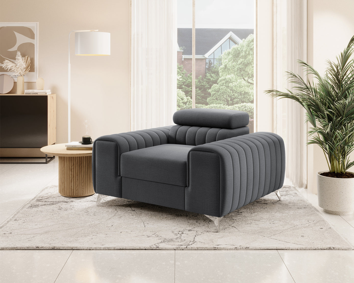 Laurence Modern Accent Chair - Dark Grey