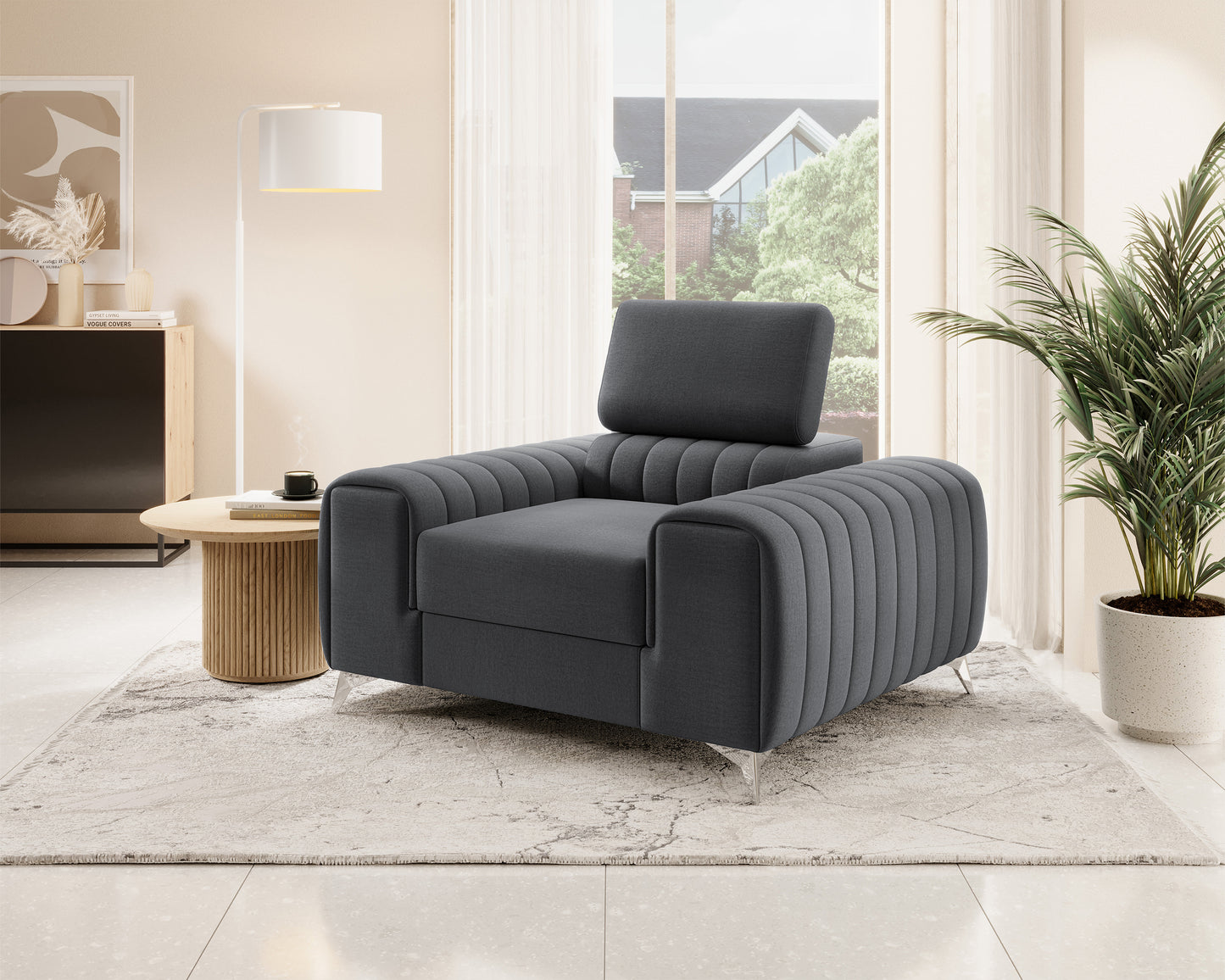 Laurence Modern Accent Chair - Dark Grey