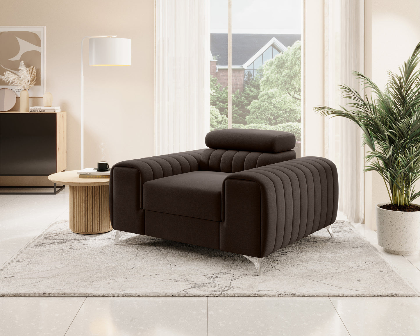 Laurence Modern Accent Chair - Dark Brown