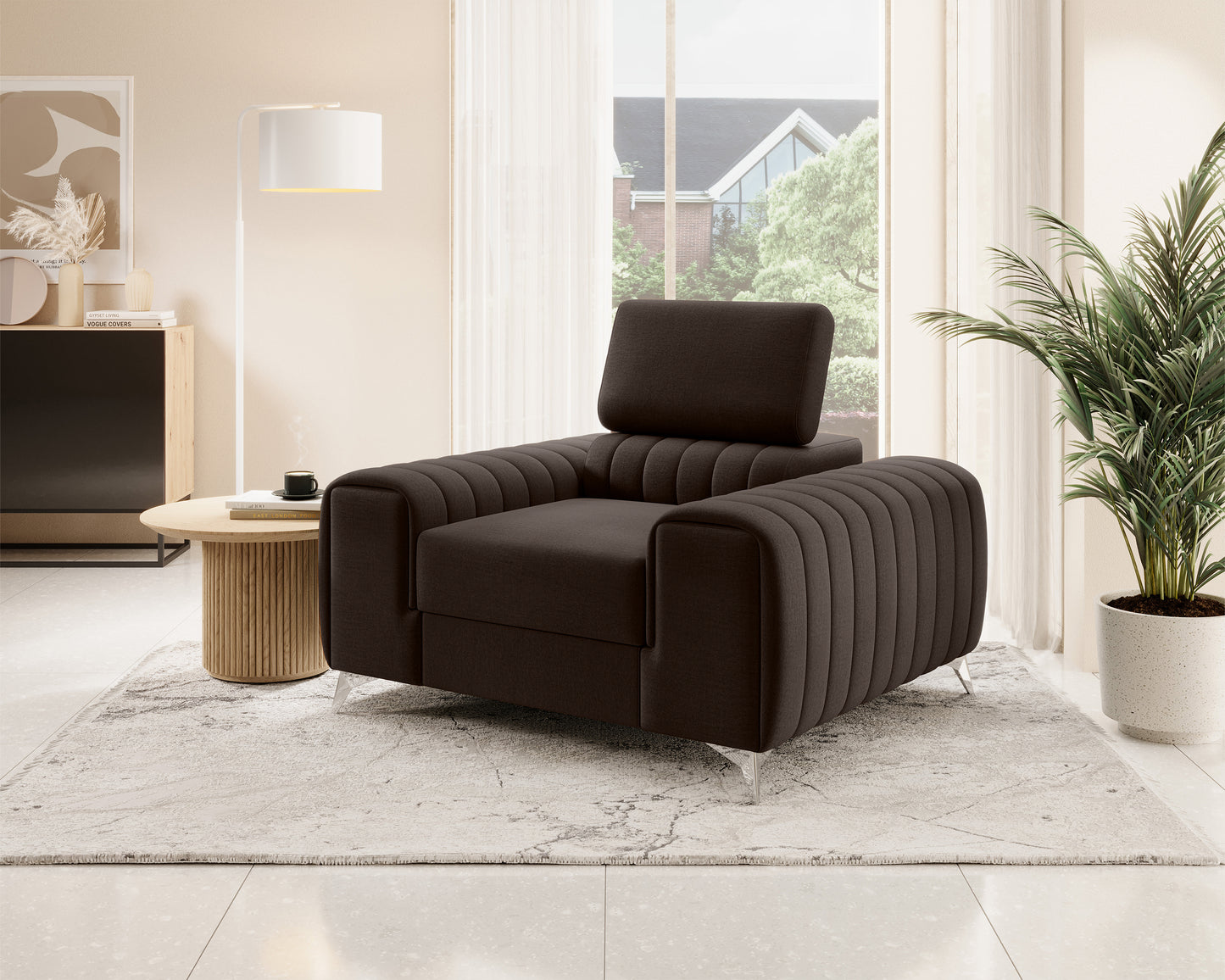 Laurence Modern Accent Chair - Dark Brown