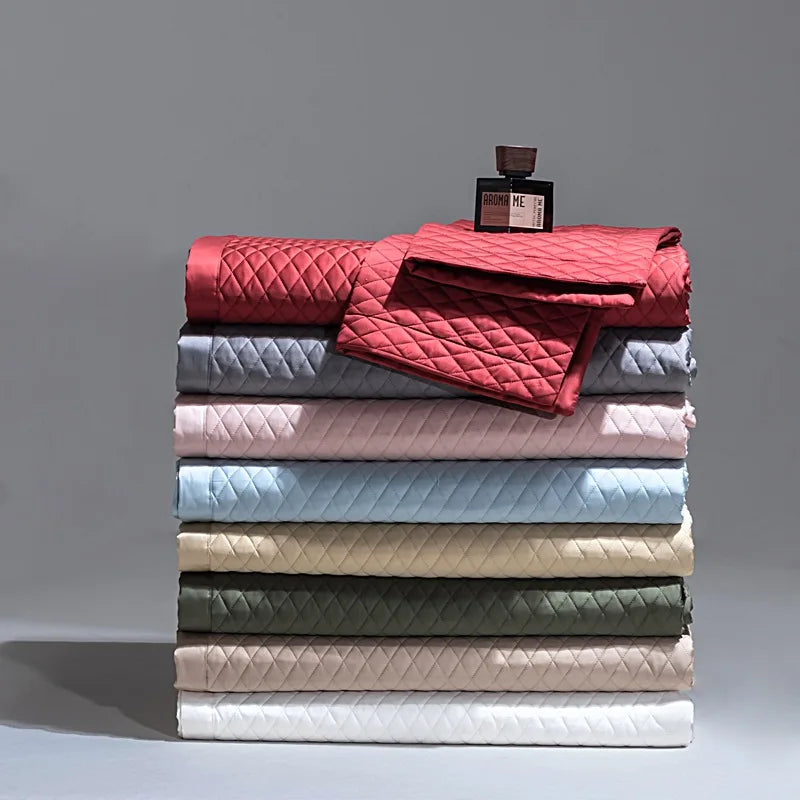 Avignon 3 Pc Light Weight Quilted Comforter Set - Champagne/Dark Grey/Beige/Steel Blue/Burgundy/White/Olive Green/Blush Pink