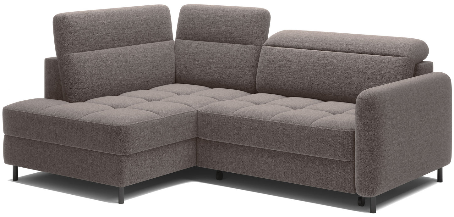 Barea 3 Seater Storage Sleeper Chaise Sofa - Fudge Brown