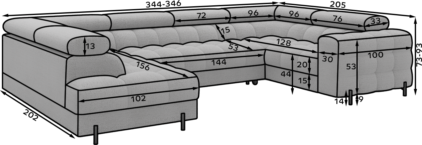 Fectory Sectional Storage Sleeper Chaise Sofa - Grey