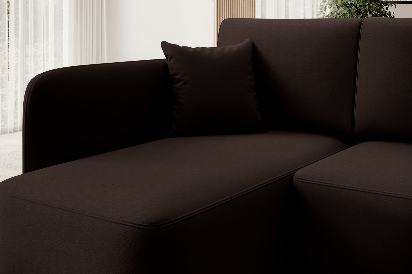 Hadson 3 Seater Storage Sleeper Chaise Sofa - Dark Brown