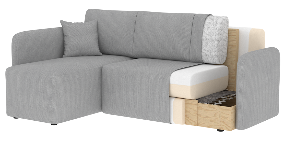 Hadson 3 Seater Storage Sleeper Chaise Sofa - Emerald Green