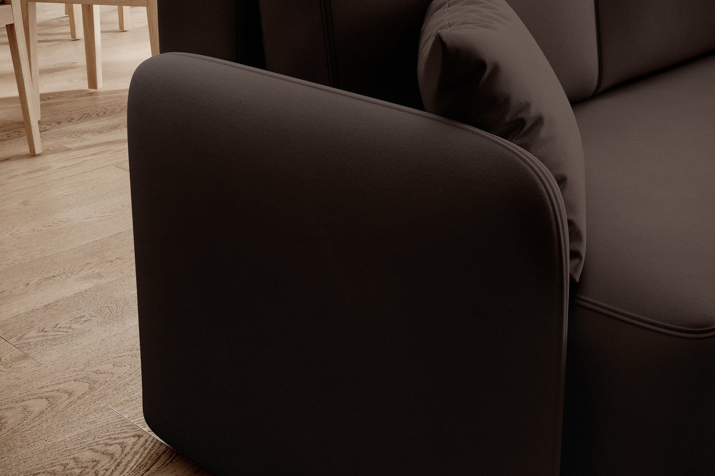 Hadson 3 Seater Storage Sleeper Chaise Sofa - Dark Brown