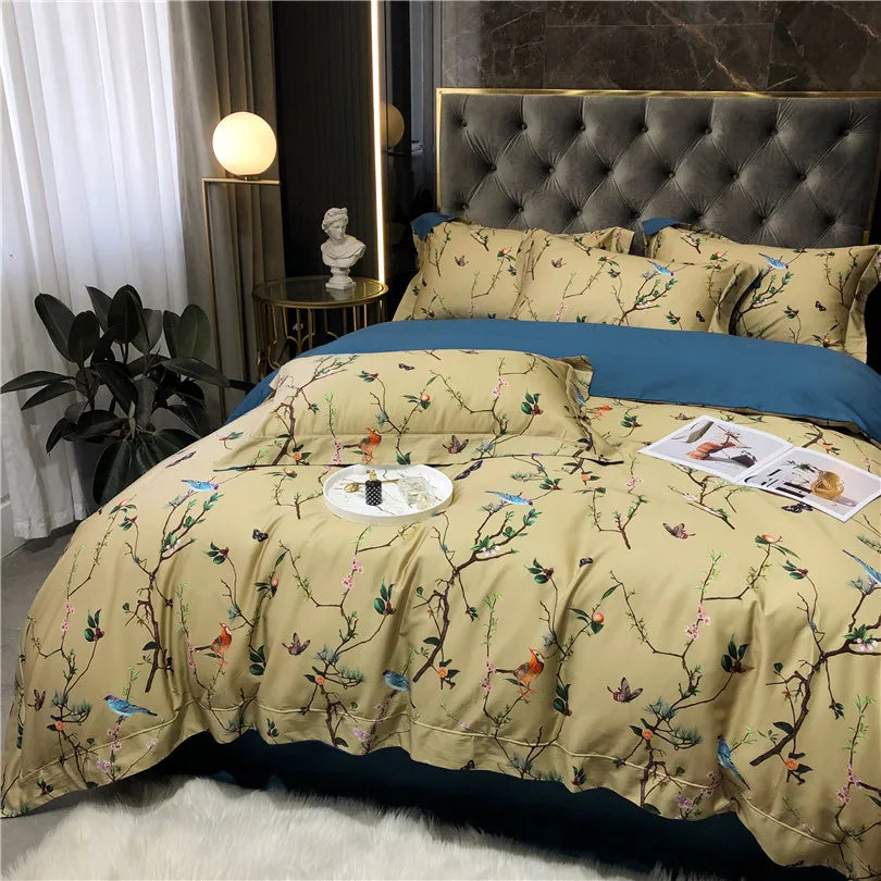 Wild Whimsy 600 TC Floral Cotton Duvet Set - Olive Green