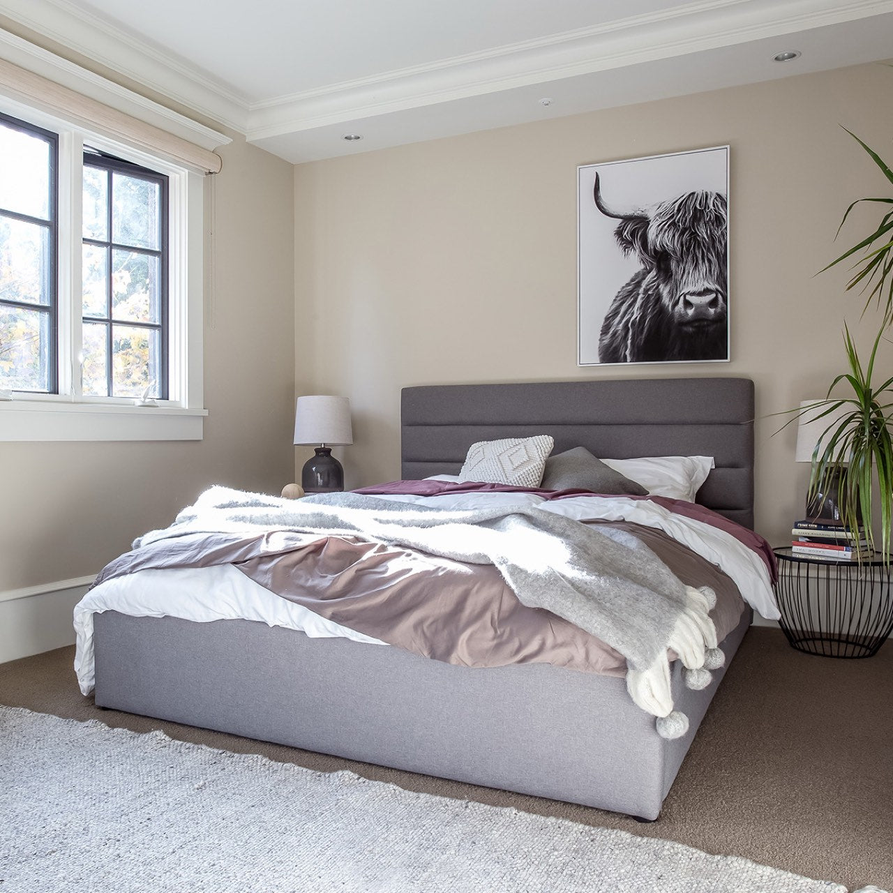 Justin Queen Storage Bed - Greige