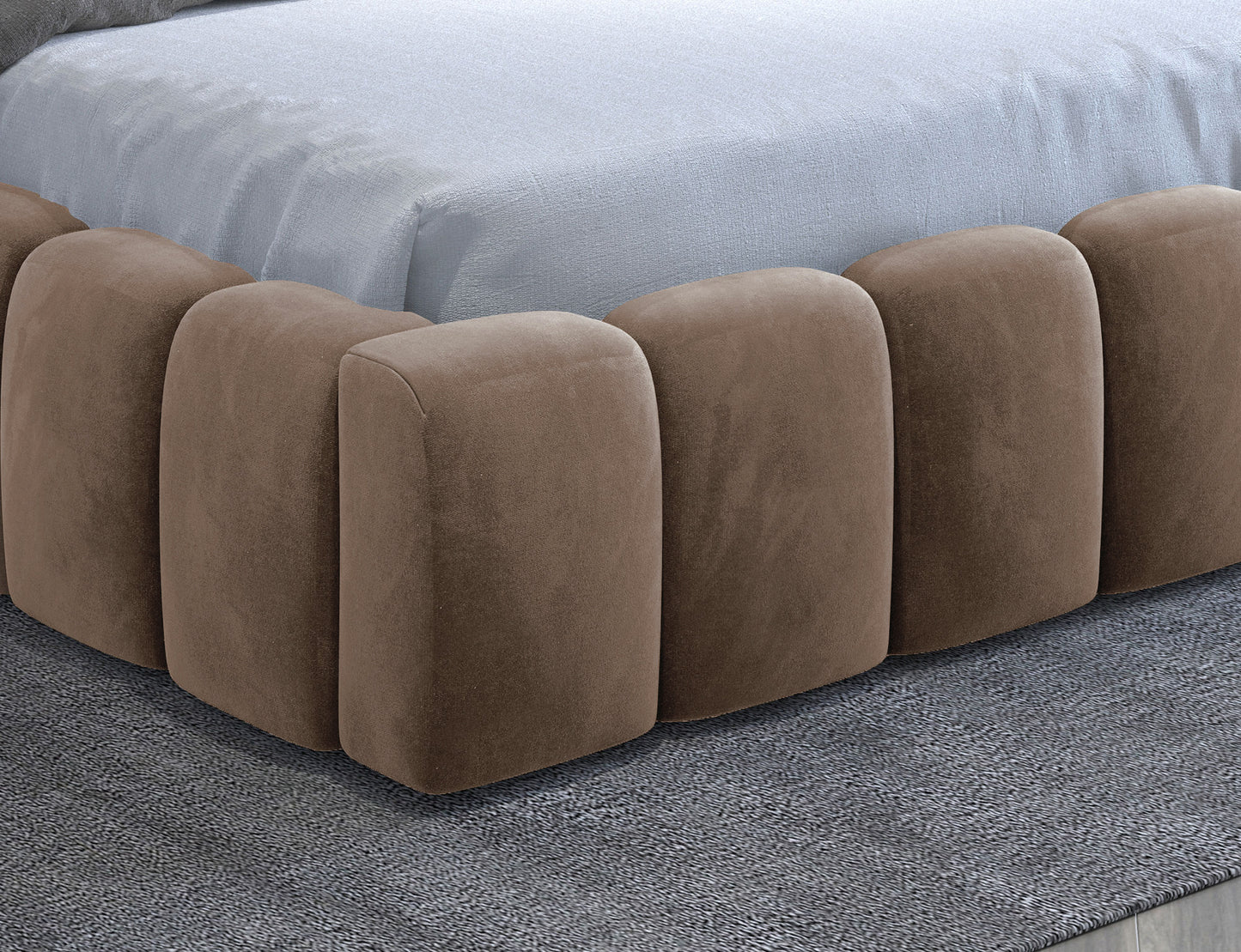 Lamica Upholstered LED Storage Platform Bed - Beige