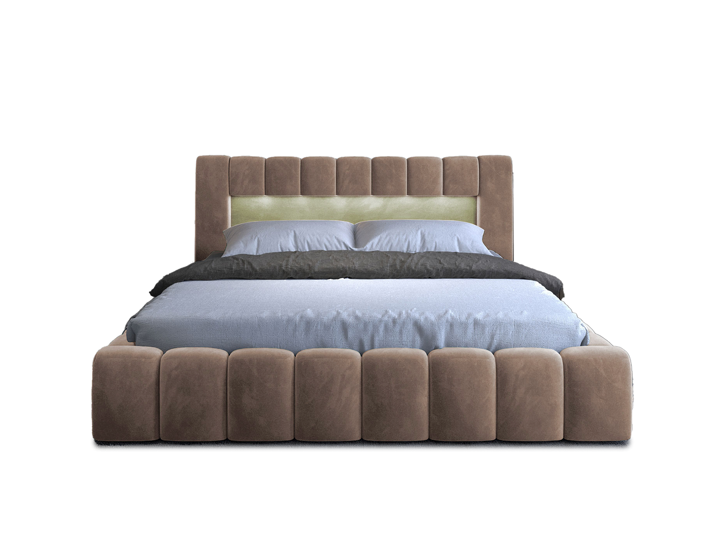 Lamica Upholstered LED Storage Platform Bed - Beige