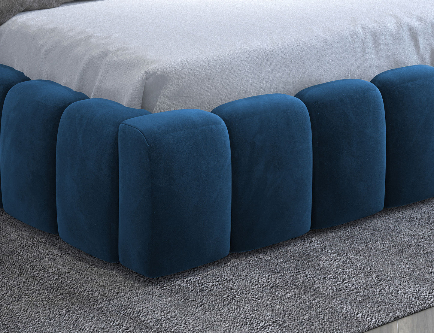 Lamica Upholstered LED Storage Platform Bed - Teal Blue