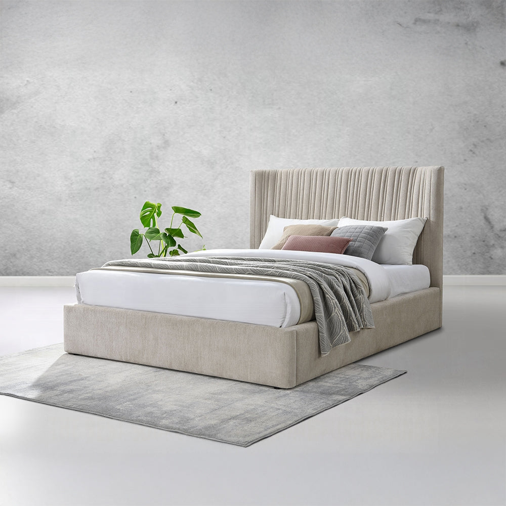 Loren Upholstered Bed - Beige