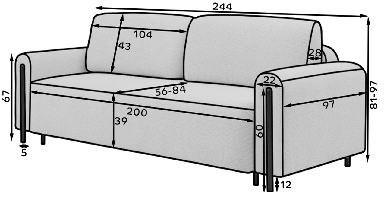 Arcadova 3 Seater Storage Sleeper Sofa - Beige
