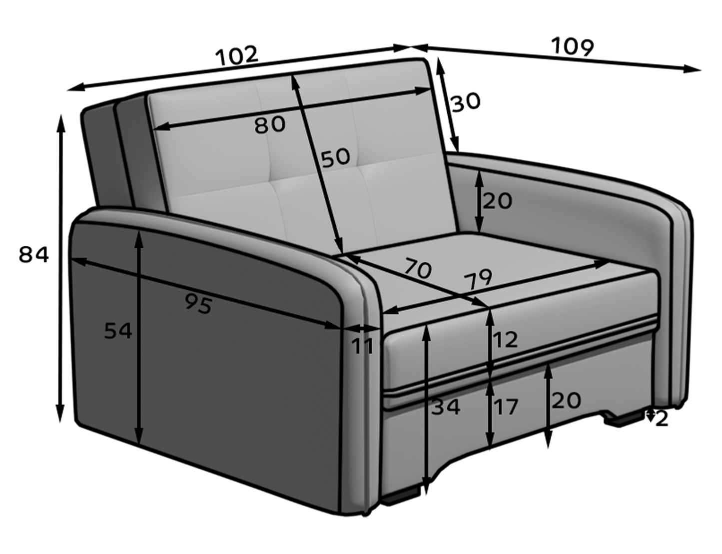 Laine Condo Style 1 Seater Storage Sleeper Sofa - Navy Blue